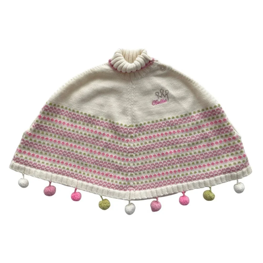 Goodbaby Wool Blend Ballet Embroidered‎ Knit Sweater Poncho (12-18 months)